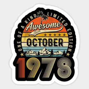 Awesome Since October 1978 Vintage 45th Birthday Sticker